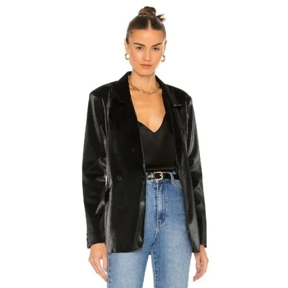 NWT BLANK NYC Vegan Leather Blazer Black Size Small - Picture 1 of 14